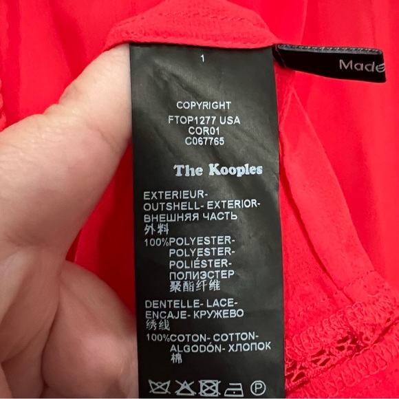 Kooples Small Red Chiffon Sheer Blouse B2 - Picture 5 of 6